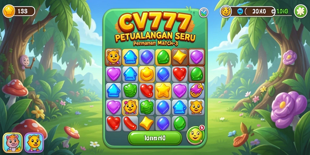 Gameplay seru CV777 dalam tantangan Match-3 yang penuh warna.