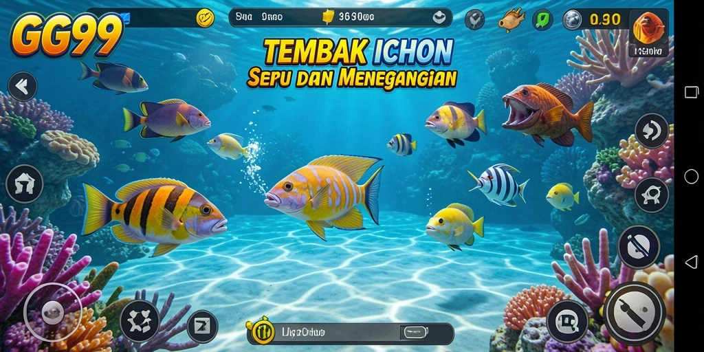 Screenshot gameplay GG99 menampilkan pemain asyik menembak ikan dengan grafik yang memukau.