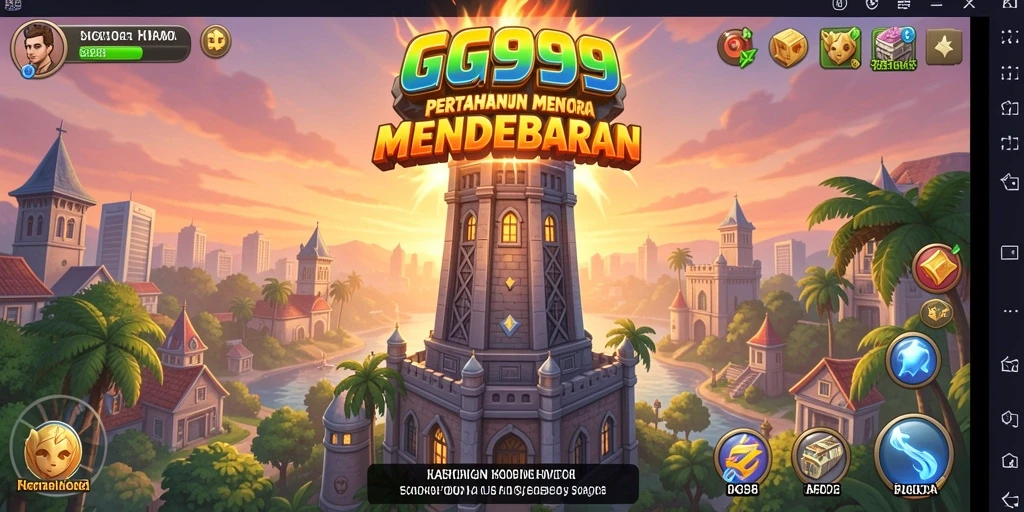 Gameplay Tower Defense seru di GG999 dengan menara menawan.