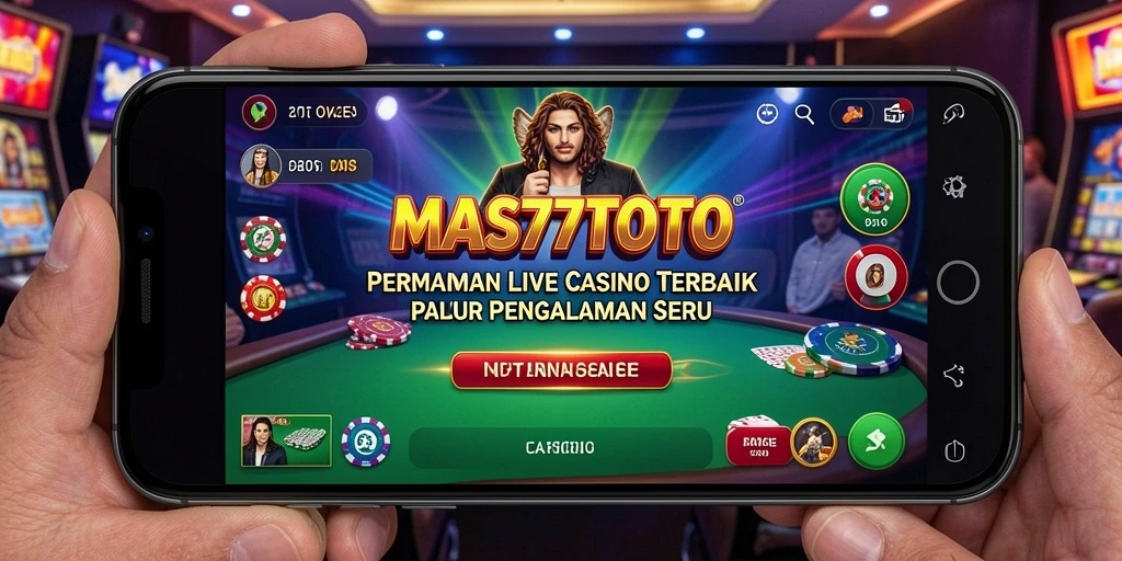 Screenshot gameplay MAS77TOTO menampilkan dealer profesional dan suasana kasino yang autentik.