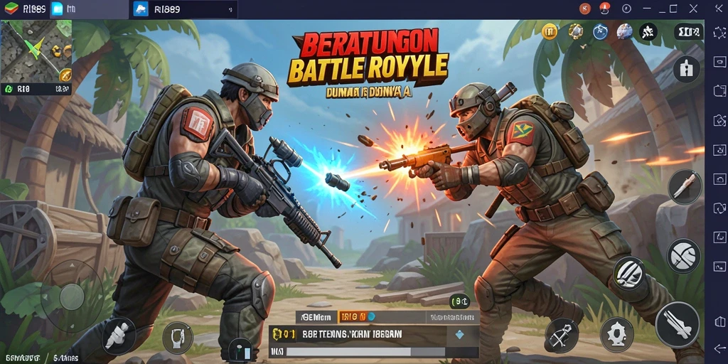 Tangkapan layar gameplay RI889 yang menunjukkan pertempuran seru di arena.
