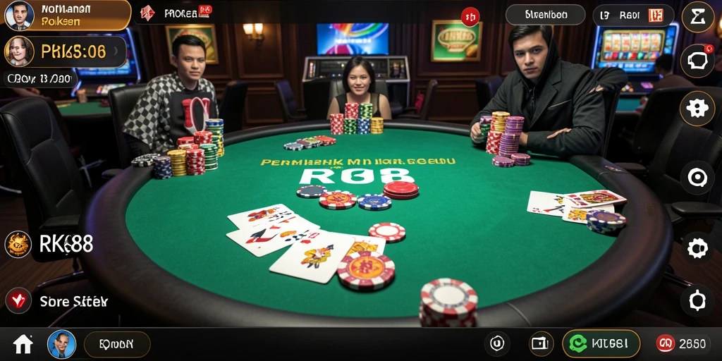 Screenshot utama RK88 menampilkan gameplay Poker yang seru dan interaktif.