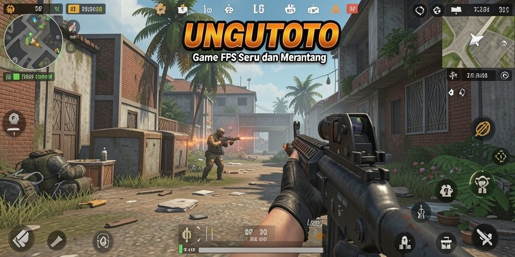 Screenshot menampilkan intense gameplay dalam UNGUTOTO FPS.